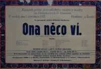 Hvězdonice, Kroužek přátel dramatického umění a hudby, Ona něco ví - plakát, 1923