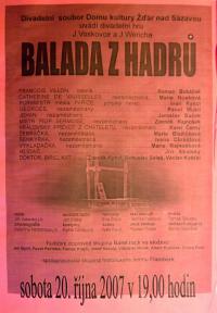 Žďár nad Sázavou, DS DK, Balada z hadrů - plakát, Divadelní Přibyslav 2007