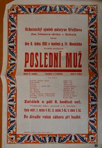 Vřešťov, Ochotnický spolek, Poslední muž - plakát, 1931