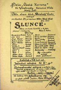 Praha-Vinohrady, Dělnický dramatický klub Rozkoš, Slunce - plakát, 1930