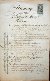 Třebíč, Měšťanská beseda, spolkové stanovy, 1875