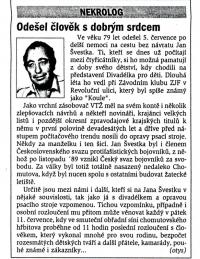 Jan Švestka, nekrolog, 2003