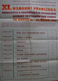 Vysoké nad Jizerou, XI. národní přehlídka vesnických a zemědělských divadelních souborů - plakát, 1980