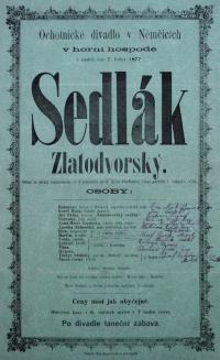 Němčice, SDO, Sedlák Zlatodvorský - plakát, 1877