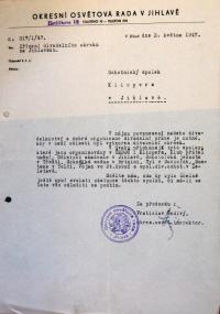 Jihlava, Klicpera, korespondence spolku, vznik nového divadelního okrsku, 1947