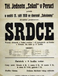 Peruc, Sokol, Srdce - plakát, 1918