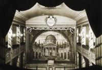 Litomyšl, zámecké divadlo, opona, pohlednice 195x, foto Čestmír Šíla