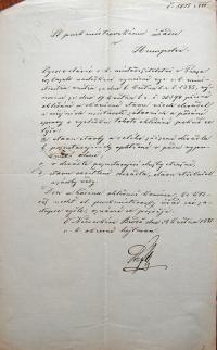 Německý Brod, dopis hejtmana k divadelním místnostem, 1881