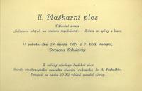 Pečky, Tyl, pozvánka na Maškarní ples, 1927