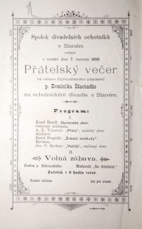 Slaný, SDO, Přátelský večírek - plakát, 1896