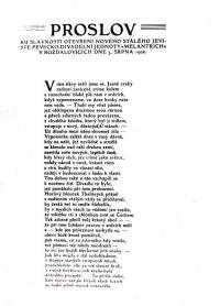 Rožďalovice, Adolf Wenig, Proslov k otevření divadla, 1. část, 1906