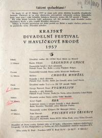Havlíčkův Brod, Krajský divadelní festival 1957 - program