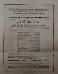 Hradec Králové, Klicpera, Fotoalbum, Fidlovačka - plakát, 1934