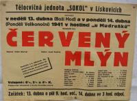 Lískovice, Sokol, Červený mlýn - plakát, 1941