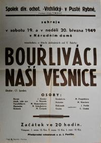 Pustá Rybná, Vrchlický, Bouřliváci naší vesnice - plakát, 1949