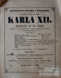 Litomyšl, JDO, Karla XII. navrácení se do vlasti - plakát, 1863