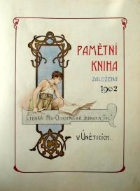Únětice, Tyl, Pamětní kniha 02, tit.strana, založena 1902