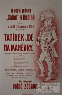 Bučina, Sokol, Tatínek jde na manévry - plakát, 1934