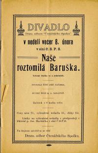 Cedar Rapids, Čtenářský spolek, Naše roztomilá Baruška - program, 1918