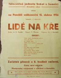 Jemnice, Sokol, Lidé na kře - plakát, 1936
