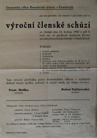 Pardubice, Řemeslnická jednota, výroční členská schůze - plakát, 1940