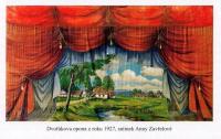 Kameničky, Divadelní spolek Tyl, opona Cesta ke vsi, Josef Dvořák, 1927  ex Kmošek, kap. VI. Za oponou, před oponou,  s. 50