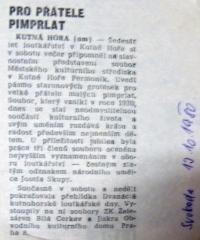 Kutná Hora, Sokol, Pro přátele pimprlat - 60 let činnosti, novinový článek, 1980