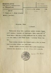 Jihlava, Okresní úřad Jihlava, žádost o povolení divadelního představení, 1938