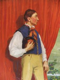 Strunkovice nad Volyňkou, detail opony divadelních ochotníků, autor Maxmilián Boháč, 1909-1920