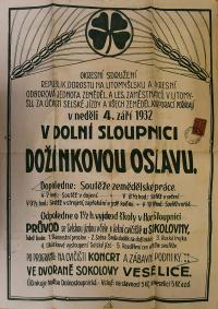 Dolní Slupnice, Republikánský dorost, Švanda dudák na dožínkách - plakát, 1932