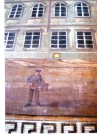 Sychrov, zámecké, opona, detail postava, kukátko