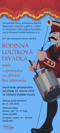 Jičín, muzeum, výstava Rodinná loutková divadla, pozvánka, 2015