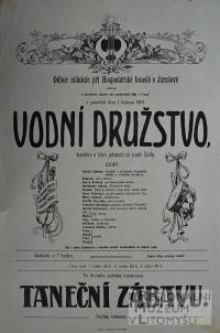 Jarošov, Hospodářská beseda, Vodní družstvo - plakát, 1907