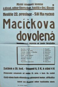 Dolní Újezd, o. Přerov, MOK a Hasiči, Macíčkova dovolená - plakát, s.a.