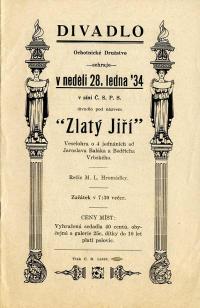 Cedar Rapids, Ochotnické družstvo, Zlatý Jiří - program, 1934