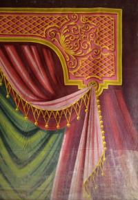 Mladějovice, Skupa, detail opony, draperie, autor Jindřich Boška, 1934