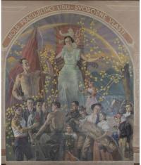 Kyšice, opona, detail, střed, 1935