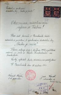 Třebíč, Okresní národní výbor, povolování představení, 1946