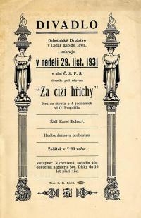 Cedar Rapids, Ochotnické družstvo, Za cizí hříchy - program, 1931