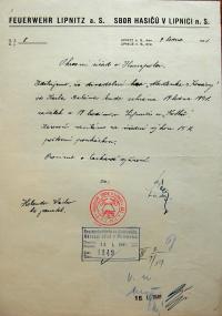 Lipnice nad Sázavou, Hasiči, žádost o povolení hry, 1941