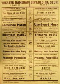Praha-Nové Město, Divadlo Na Slupi, Pořad her od 15.II. do 27.II. 1944 - plakát, 1944