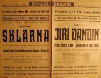 Praha-Nové Město, Pražská beseda, Jiří Dandin, Praha-Malá Strana, Malostranská beseda, Sklárna - plakát, 1949