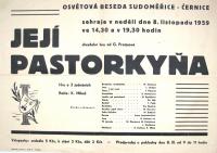 Sudoměřice u Bechyně, Újezdní osvětová beseda, Její pastorkyňa - plakát, 1959