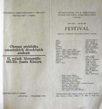 Olomouc, Státní divadlo oldřicha Stibora, Festival - program, 1976