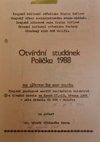 Polička, KP Otvírání studánek - program, 1988