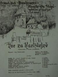 Praha, Dramatický klub Renaissance, Noc na Karlštejně - plakát, 1934