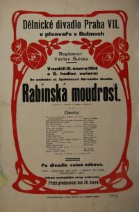 Praha-Holešovice, Bubny, Dělnické divadlo, Rabínská moudrost - plakát, 1904
