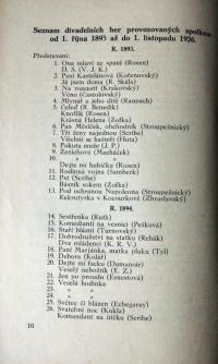 Hodonín, SDO, Pamětní spis ke třístému představení, 1926; seznam představení 1893-1894