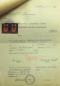 Jihlava, Okresní úřad Jihlava, žádost o povolení divadelního představení, 1946