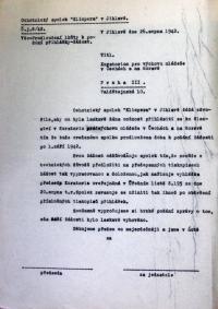 Jihlava, Klicpera, korespondence spolku, přihláška do Kuratoria,1942